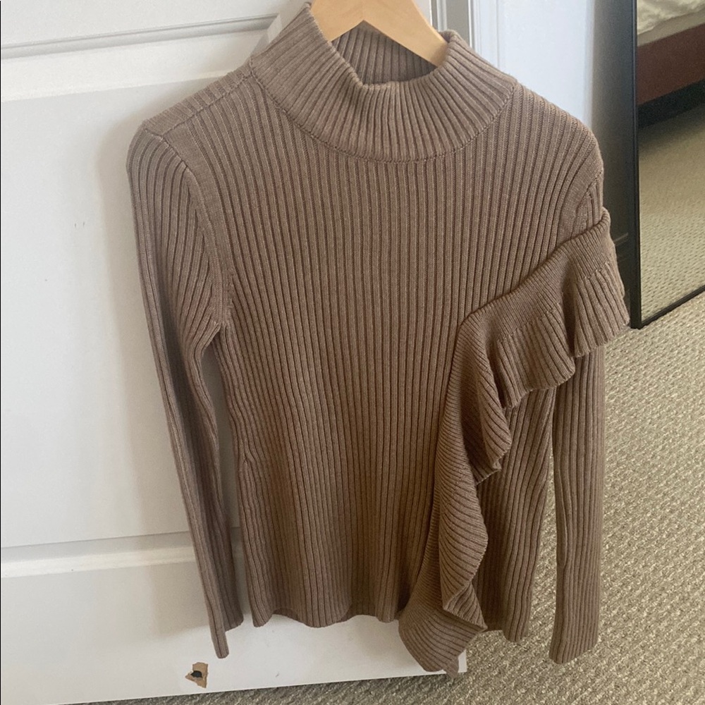 Ruffled Brown Sweater